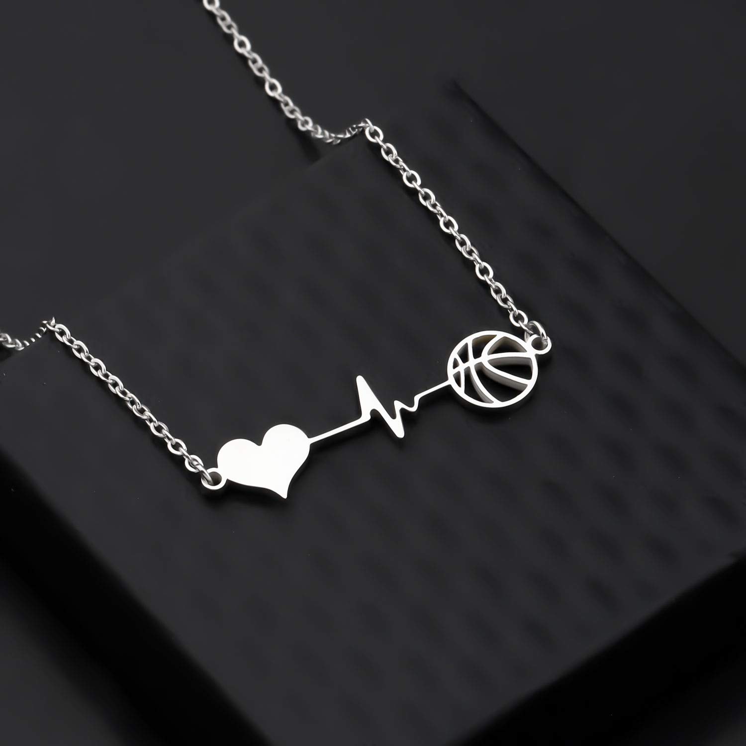 WSNANG Minimalist Hollow Basketball Necklace - Heartbeat Basketball Jewelry Gift for Basketball Lovers, Sports Enthusiasts & Teens | Perfect for Game Day, Birthday Presents & Fan Appreciation
