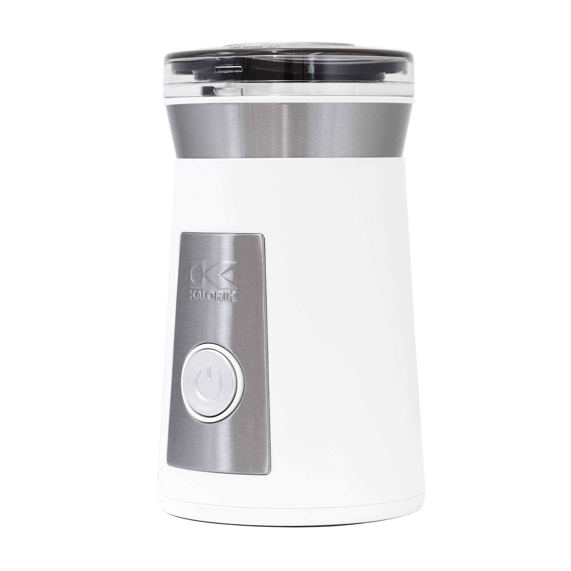 Kalorik Modern Multifunctional Coffee & Spice Grinder - White & Stainless Steel Electric Grinder for Fresh Coffee Beans, Nuts, Herbs - Perfect for Home Kitchen & Coffee Bar Use
