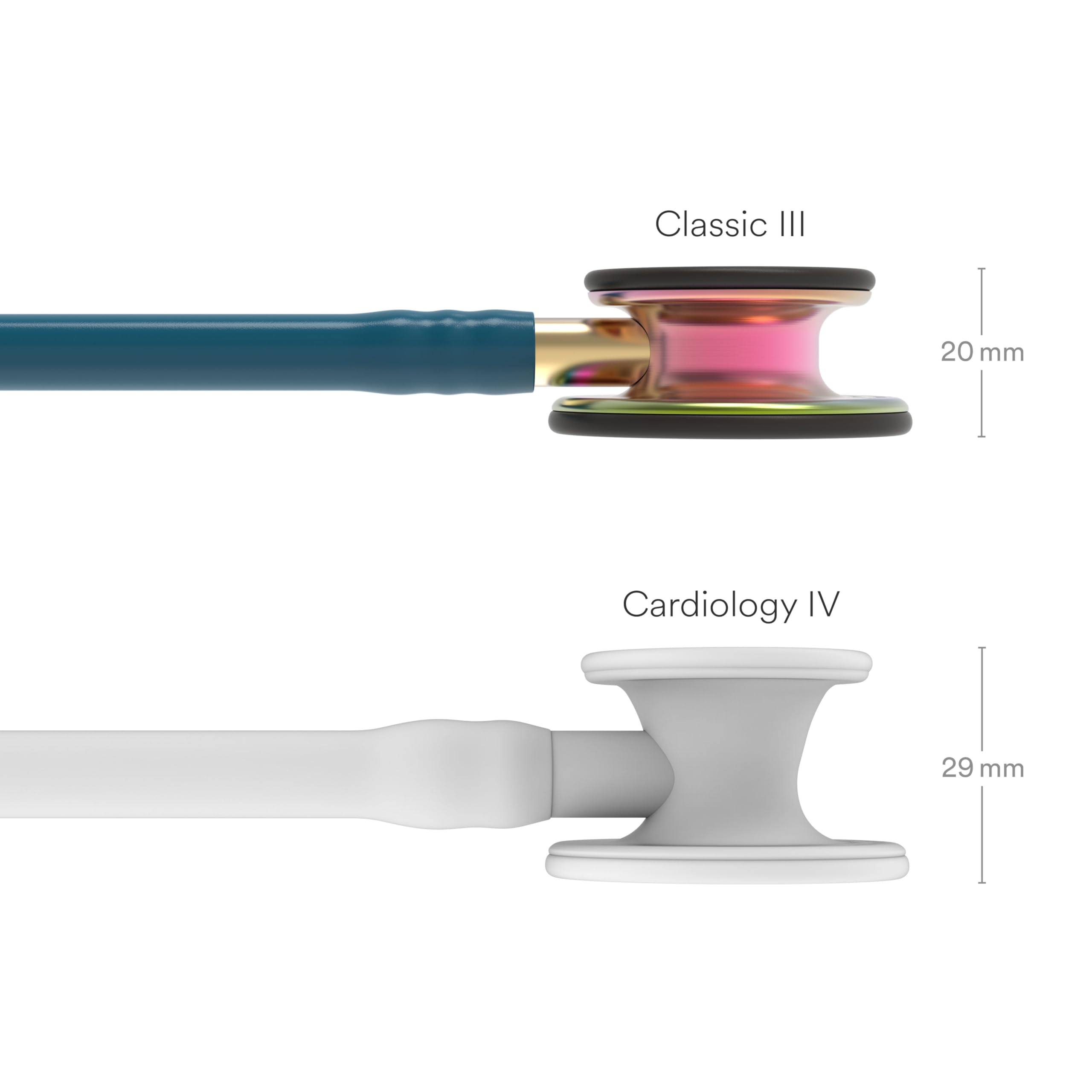 3M Littmann Classic III Monitoring Stethoscope - 5807 Model with 2X Louder Sound, Lightweight Design & Rainbow Stainless Steel Chestpiece - 27-Inch Caribbean Blue Tube with Brass Stem & Headset - Ideal for Medical Professionals, Nurses, and Students in Clinical Settings