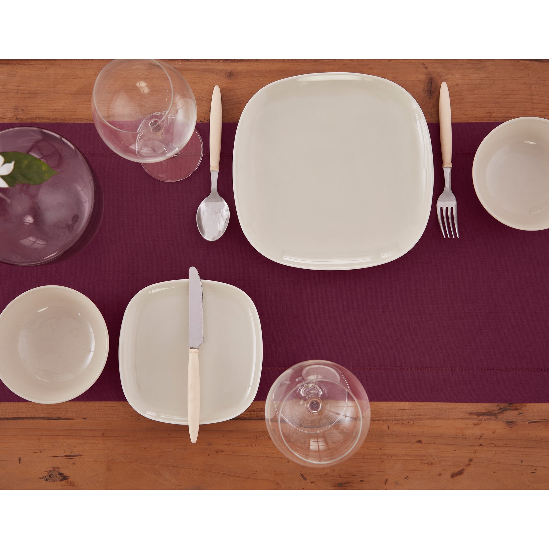 Premium Cotton Linen Hemstitch Table Runner - Elegant Dining Table Decor for Weddings, Parties & Home Decor - 60