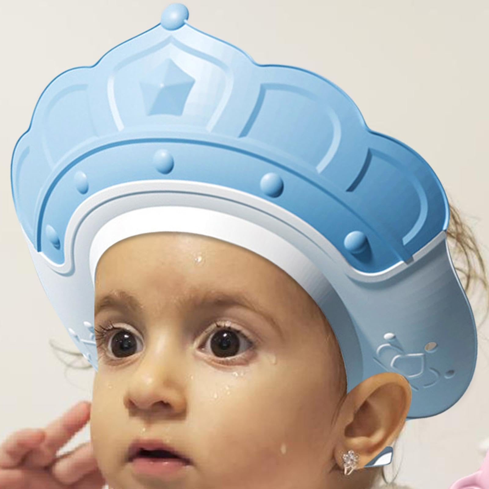 Waterproof Bathing Hat for Kids - Adjustable Hair Washing Shield with Built-in Temperature Gauge & Shampoo Cup | Includes Massage Brush for Gentle Hair Care | Perfect for Toddler Bath Time, Spa Days & Sensitive Scalp Care