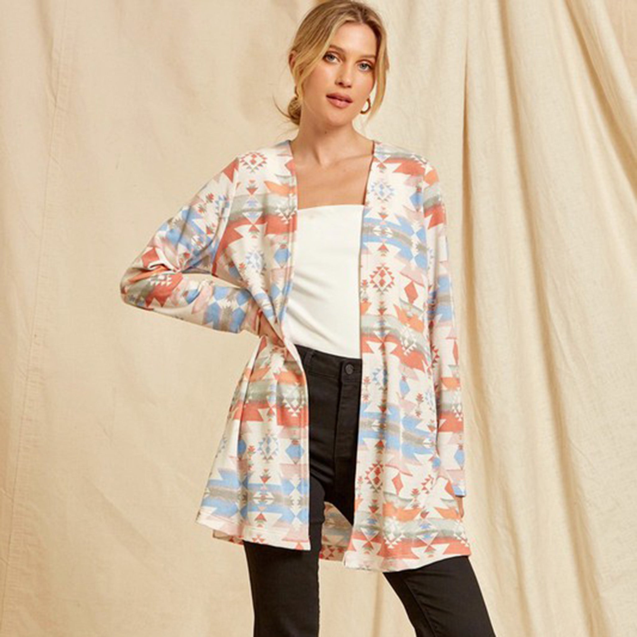 Andree Women's Multi Aztec Cardigan - Stylish Boho Open Front Knit Sweater for Fall & Winter | Perfect for Casual Outfits, Layering, and Cozy Evenings