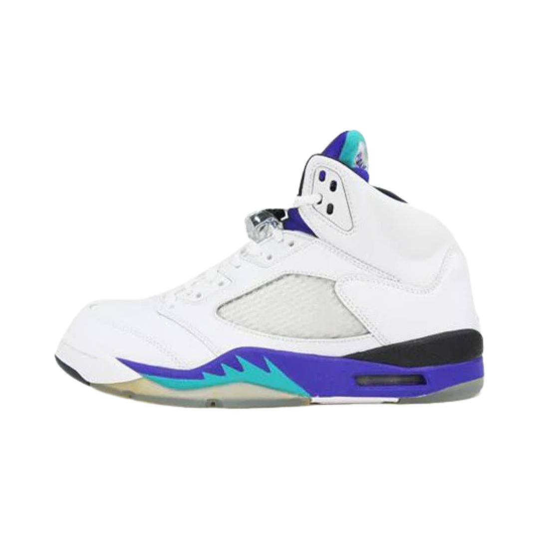 Air Jordan 5 Retro White Grape Basketball Shoes - 2008 Vintage Style with Emerald Ice Sole & Mesh Upper | Perfect for Sneaker Collectors & Streetwear Fashion
