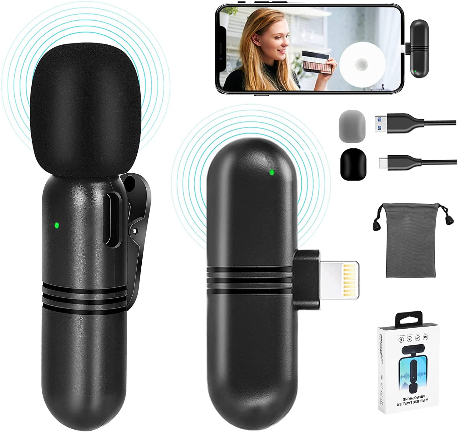 Wireless Lavalier Microphone for iPhone - Plug & Play Clip-on Mini Mic for Video Recording, TikTok, YouTube & Facebook Live Streaming - Perfect for Vlogging, Interviews & Online Meetings