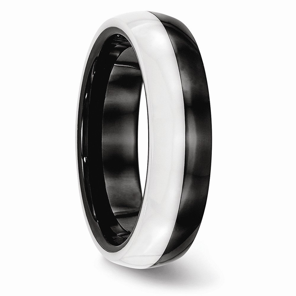 Solid Ceramic Black and White 6.00mm Wedding Band Ring for Men & Women - Durable Comfort Fit Wedding Ring for Everyday Wear, Anniversary Gift, and Special Occasions