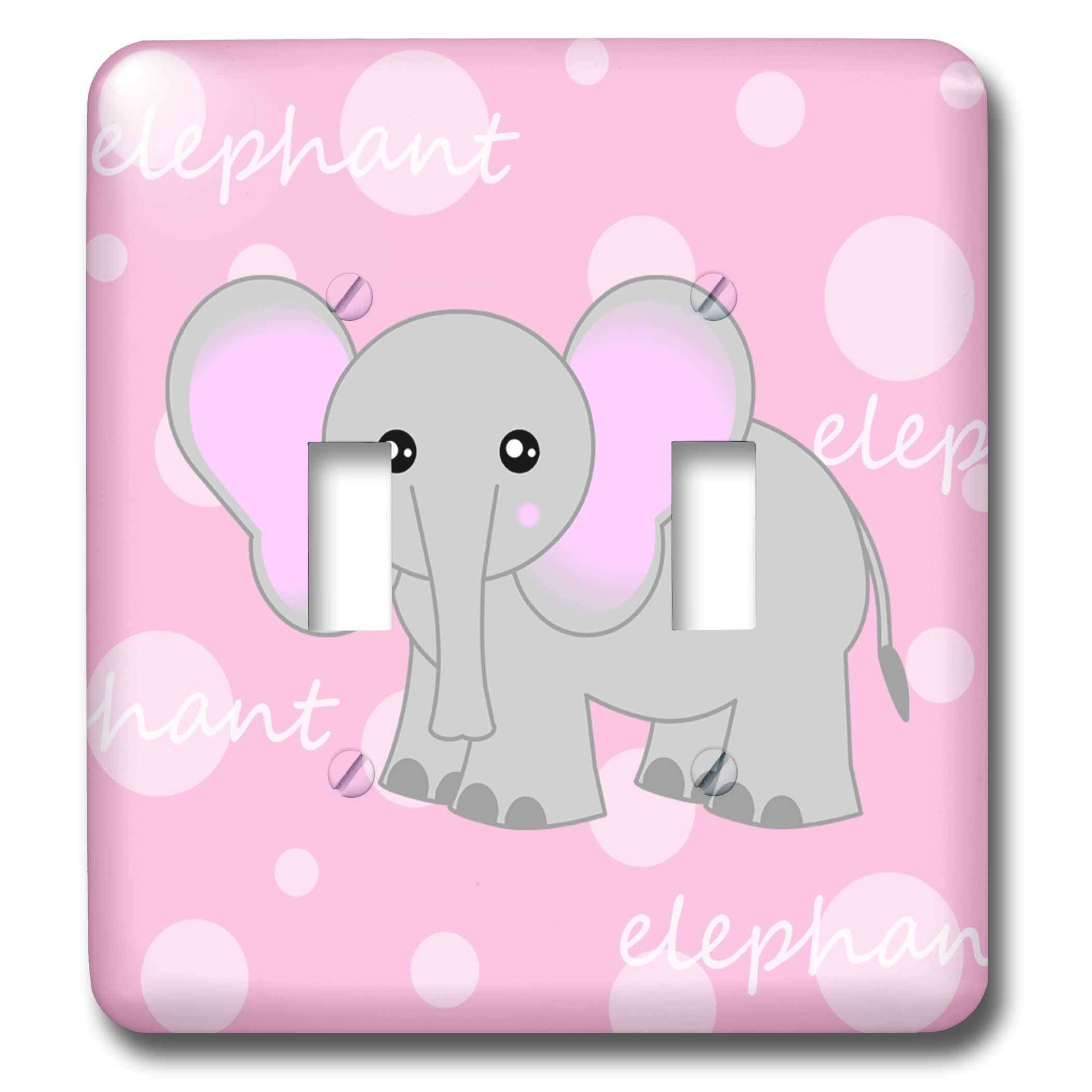 3D Grey Baby Elephant Double Toggle Switch - Multicolor Wall Plate Cover for Home, Office & Nursery Decor