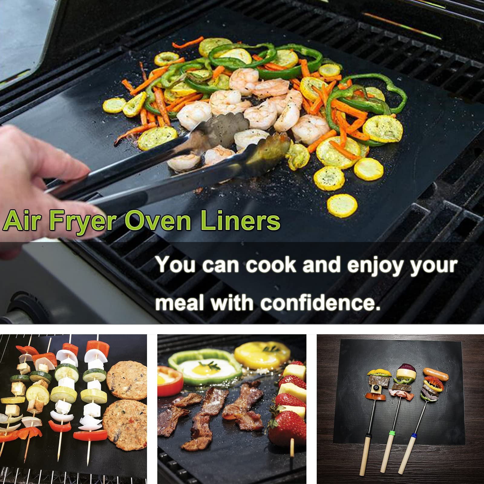 4pcs Non-Stick Air Fryer Oven Liners - Heat Resistant Baking Mats for Ninja Foodi SP101 Air Fryer Oven | Perfect for Roasting, Baking & Frying | Dishwasher Safe & Reusable