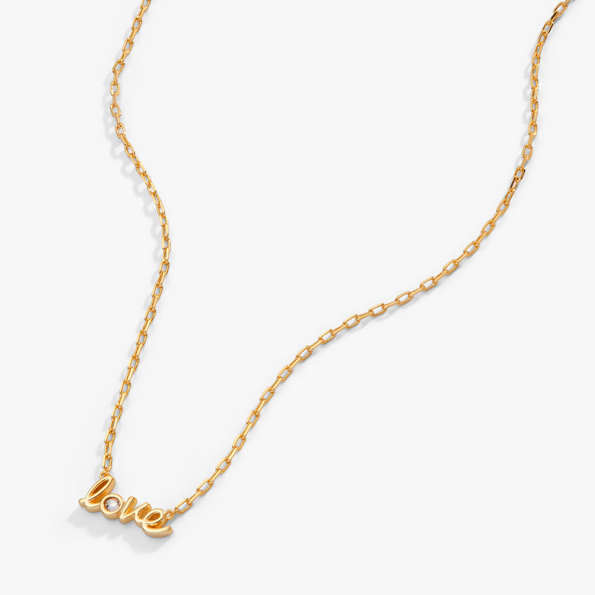 LOVE Script & Crystal Necklace - Adjustable Sterling Silver Pendant for Women - Perfect for Valentine's Day, Anniversary & Romantic Gifts