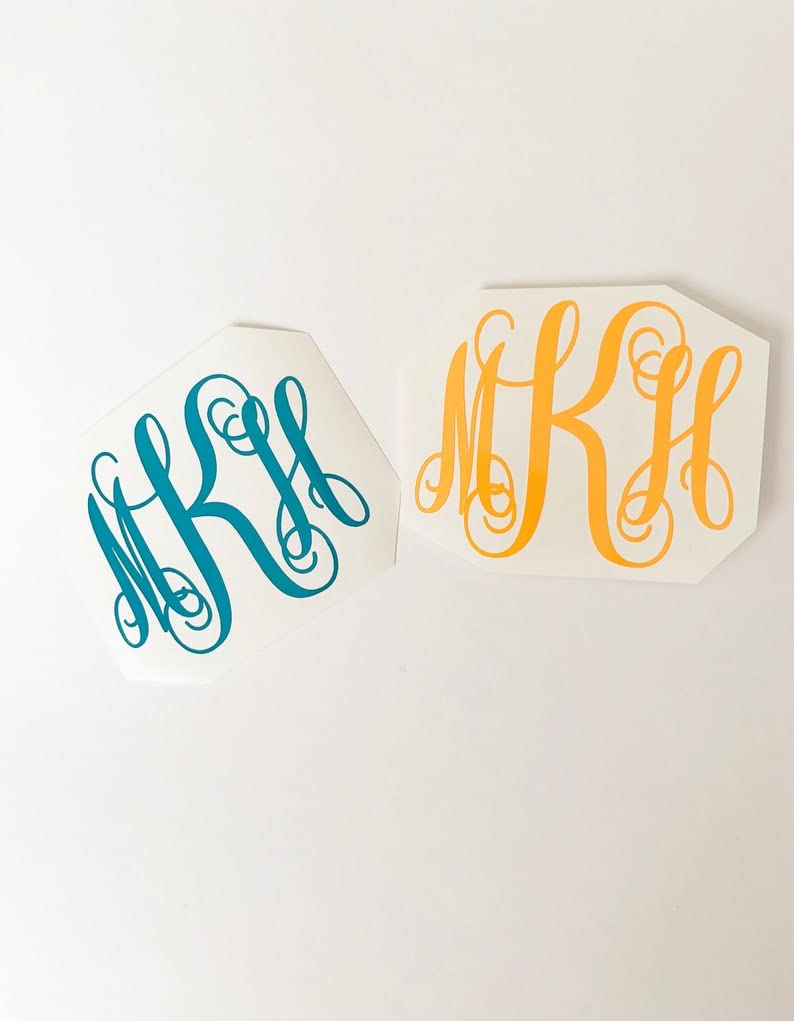 Custom Monogram Decal Sticker for Yeti Tumbler, Water Bottles, Cars & Laptops - Personalized Name Initial Vinyl Sticker for Home, Office & Travel Use