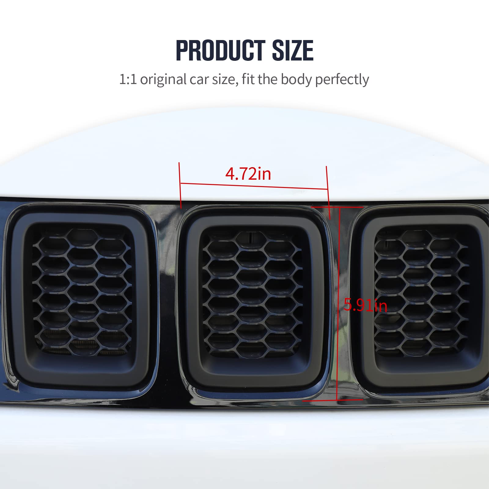 JeCar ABS Front Grille Inserts for 2017-2020 Jeep Compass MP - Matte Black Grill Cover | Durable Exterior Accessories for Off-Road & Urban Driving