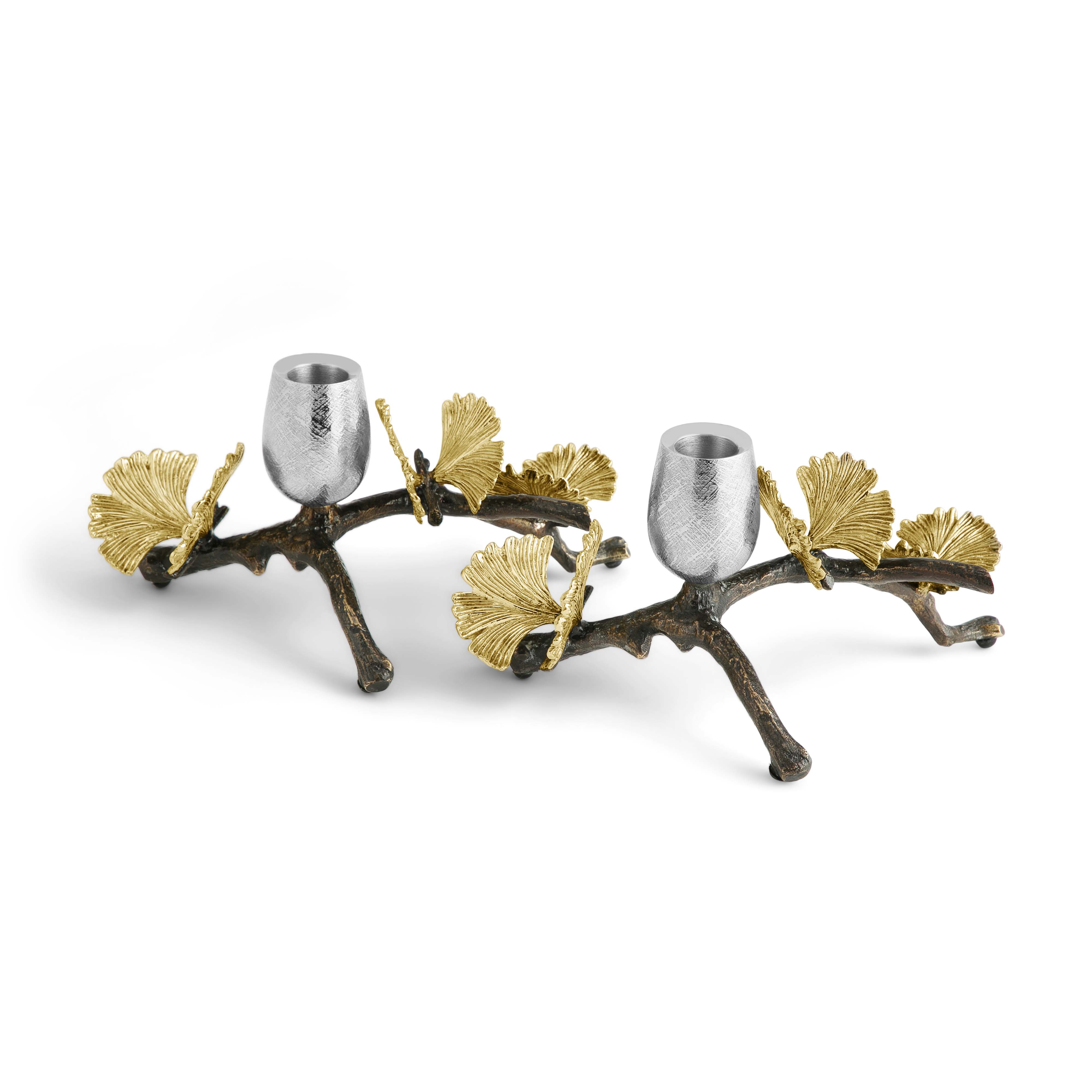 Elegant Butterfly Ginkgo Leaf Candle Holders - Vintage Metal Tea Light Candle Stands for Wedding, Home Decor, and Romantic Ambiance