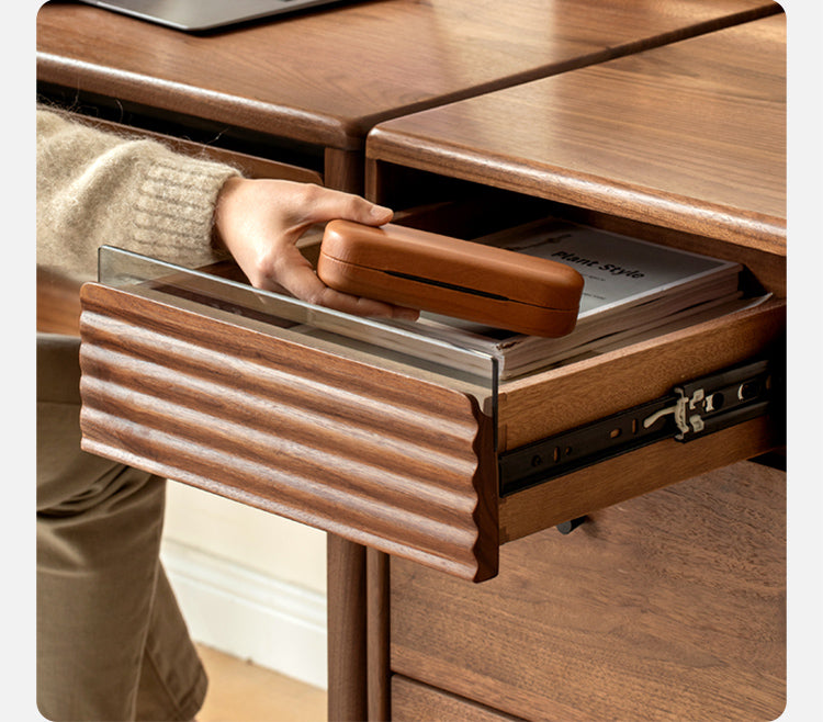 Premium Black Walnut Solid Wood Desk - Modern Nordic Style Home Office Desk for Study, Work & Writing - Durable & Stylish Workspace Solution