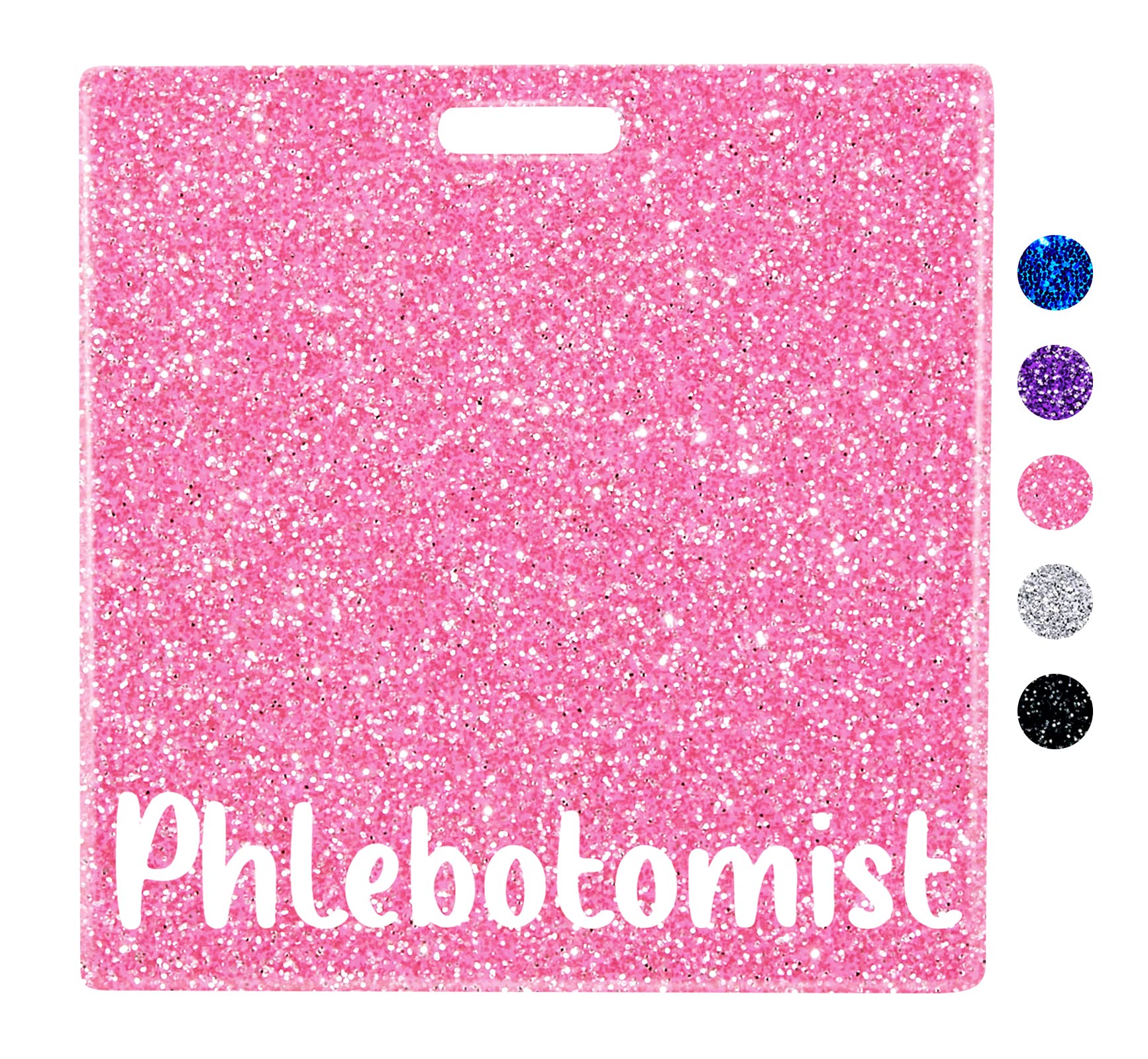 Plifal Horizontal Glitter ID Badge Holder for Nurses & Phlebotomists - Durable Name Tag Card Accessory for Medical Professionals | Perfect for Hospitals, Clinics & Healthcare Workplaces