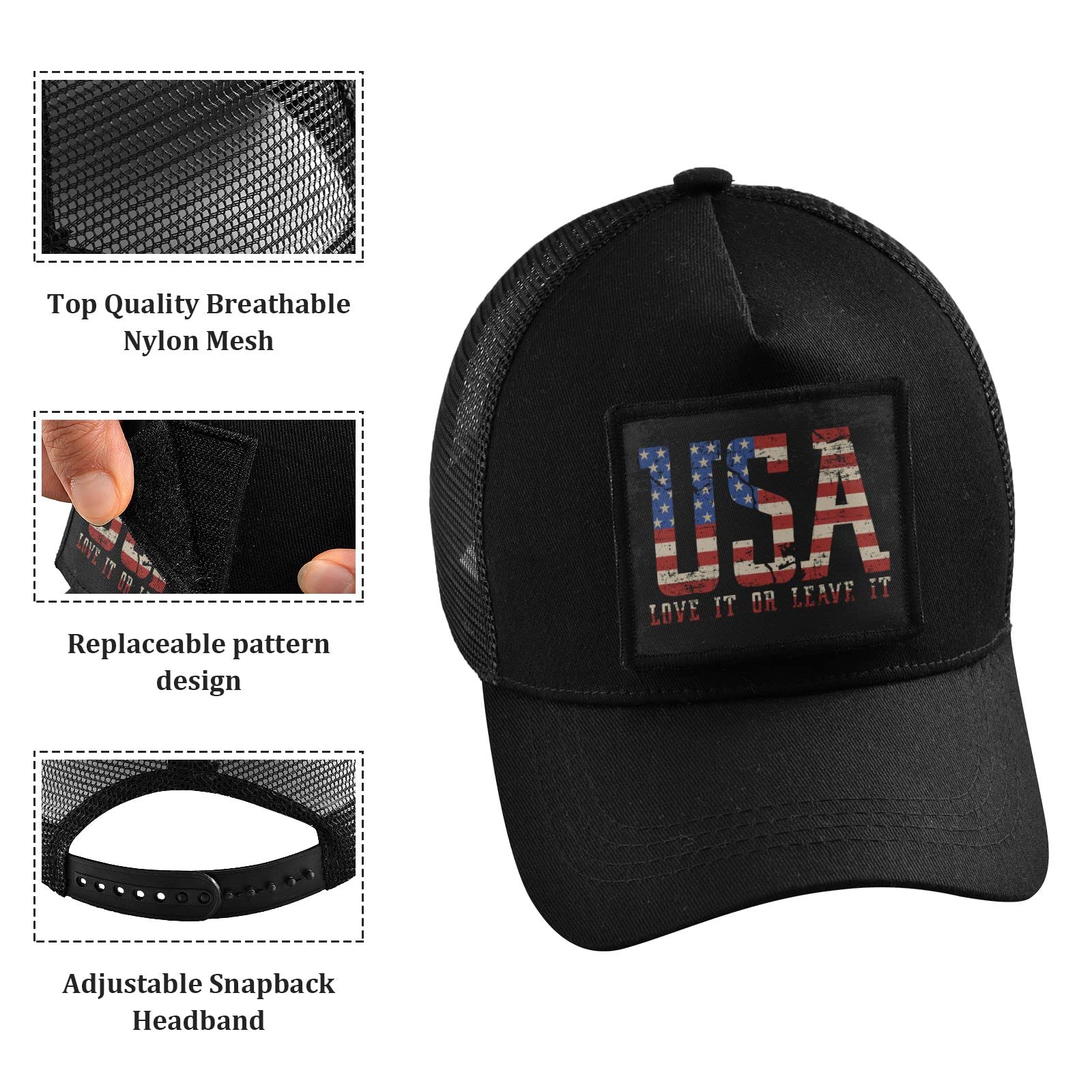 Sinestour USA American Flag Baseball Cap - Low Profile Dad Hat for Men & Women - Adjustable Army Style Unisex Black Hat - Perfect for Outdoor Sports, Patriotic Events & Casual Wear