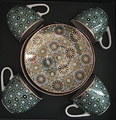 Images d'Orient Set of 4 Ceramic Tea Cups 90ml - Oriental Style Gift Box - Perfect for Tea Ceremonies, Home Decor & Unique Gifts