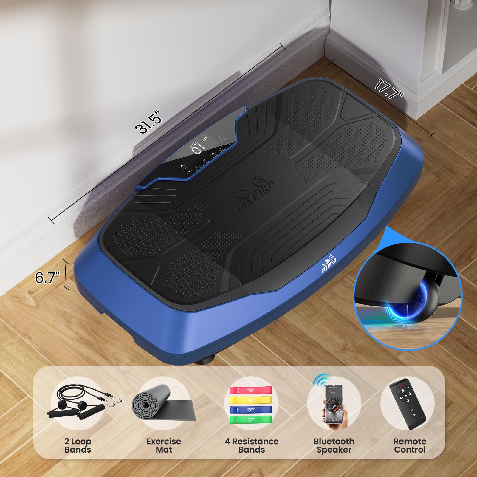 FLYBIRD 4D Vibration Plate Exercise Machine - 500 LBS Capacity, Triple Motors with Oscillation, Linear & Pulsation Modes for Bone Density, Lymphatic Drainage & Weight Loss - Home Gym Equipment for Full Body Workout & Recovery