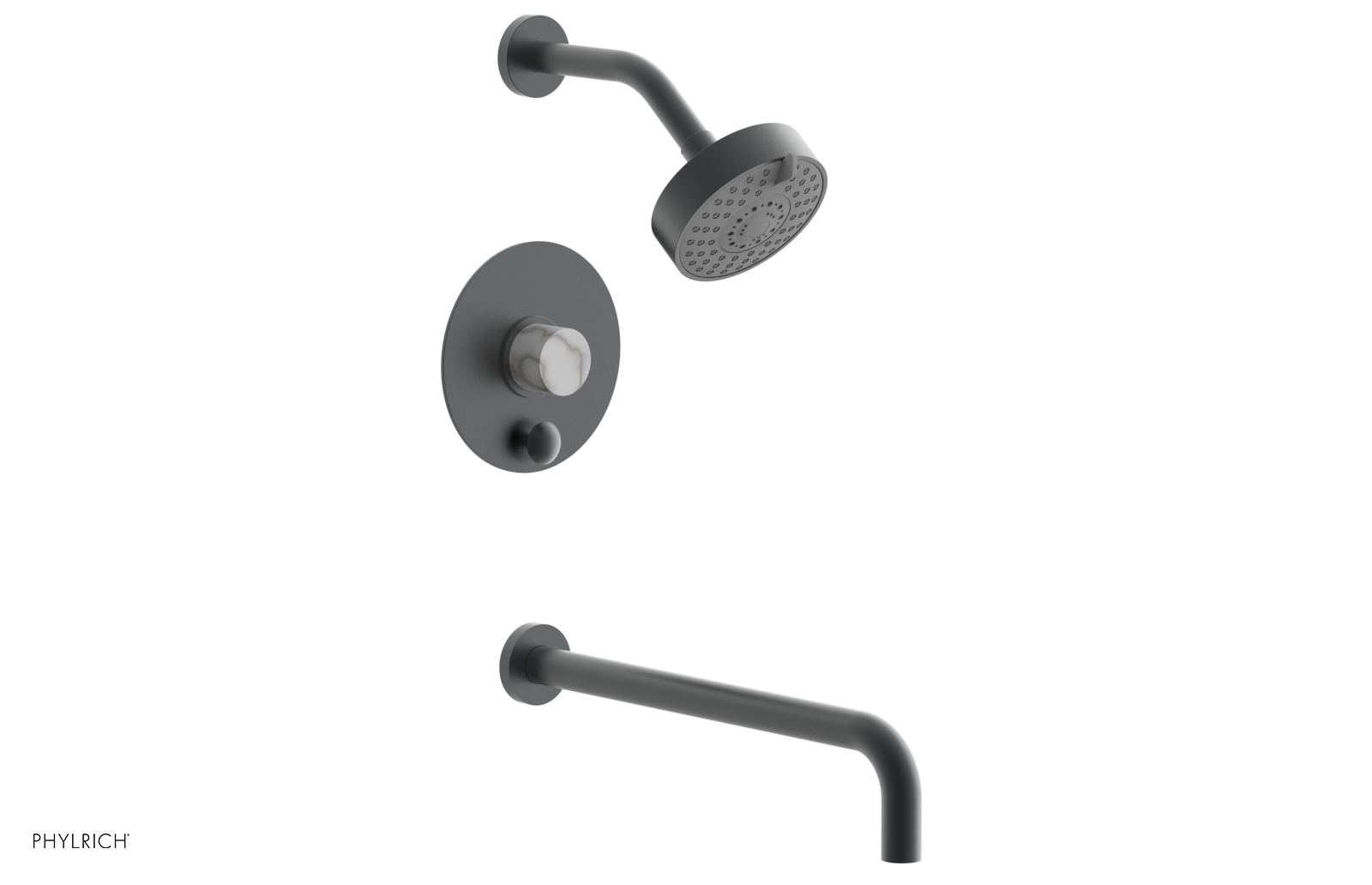 BASIC II 14 Pressure Balance Tub and Shower Faucet Set - White Marble Finish for Bathroom & Shower Installation (Model 230 28 14) | Perfect for Modern Home Renovation & Spa-Like Experience