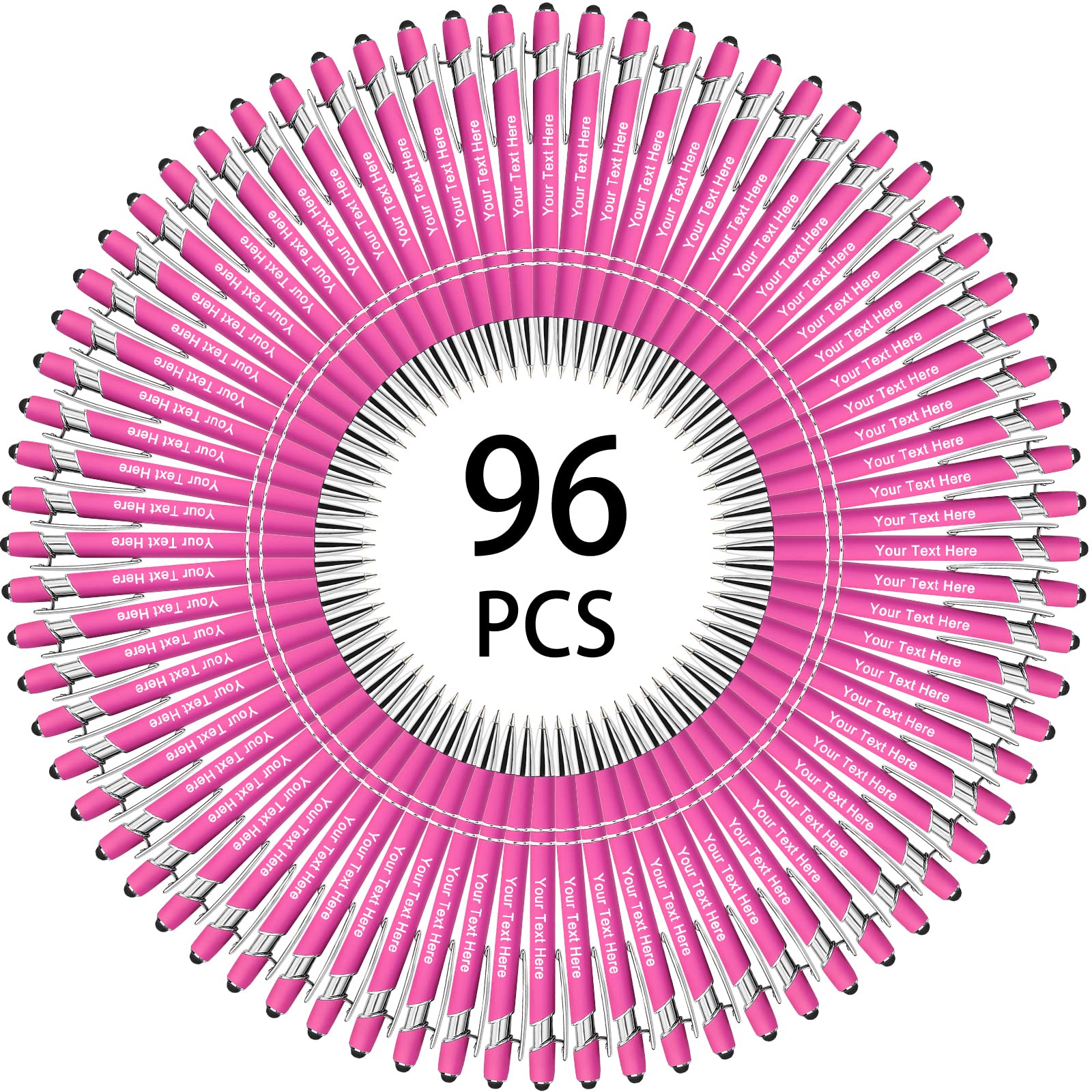 500 Bulk Custom Engraved Pens - Personalized Ballpoint Pens with Stylus Tip, Retractable Multi-Color Barrel & Black Ink - Ideal for Business Writing, Graduation Gifts, Journaling & Official Signatures