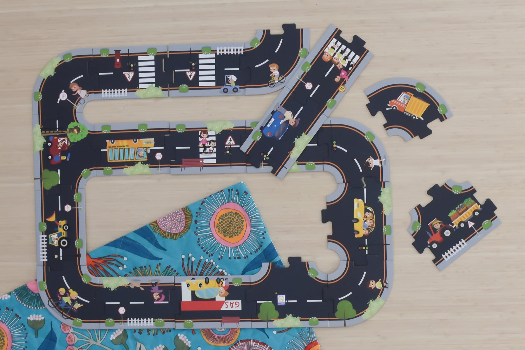 City Road 21 Piece Puzzle Play Set for Kids - Educational Toddler Toy with Vehicles & Buildings - Perfect for Preschool Learning & Family Game Night