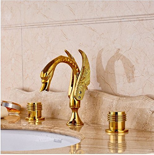 GOWE Gold Polished Vessel Sink Faucet - Modern Bird Shape Bathroom Faucet Mixer Tap with Deck Mount - Perfect for Vanity, Powder Room & Luxury Bathroom Decor