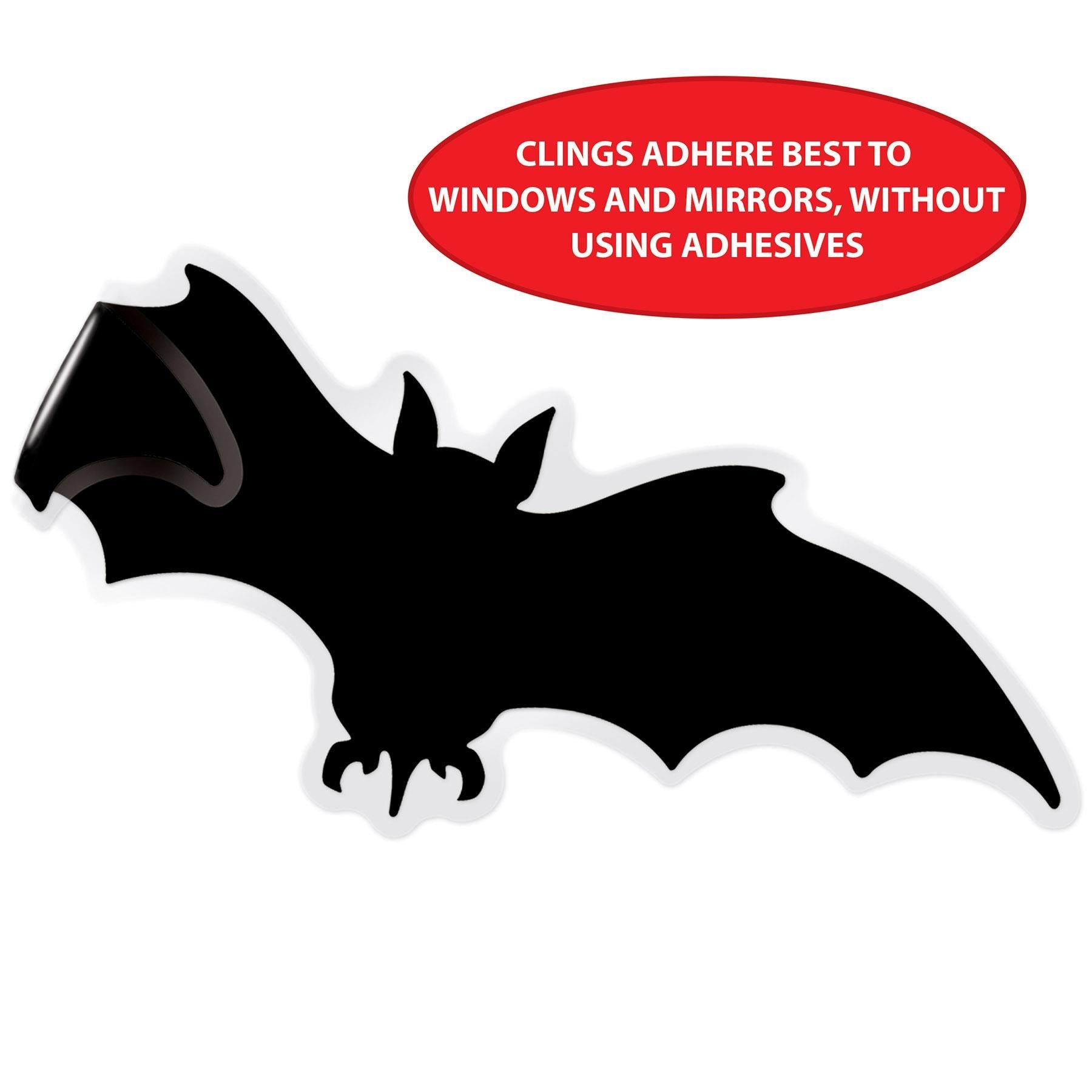 12 Pack Beistle Halloween Bat Silhouette Window Clings - Self-Adhesive Decor for Windows, Mirrors & Glass - Perfect for Halloween Party, Haunted House & Spooky Home Decor