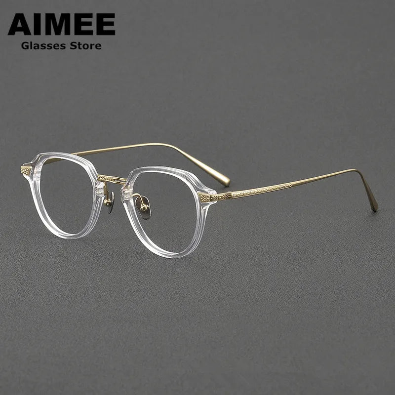 Aimee Women's Full Rim Oval Square Titanium Acetate Eyeglasses Frame 49024 - Lightweight & Durable Eyewear for Work, Reading & Fashion