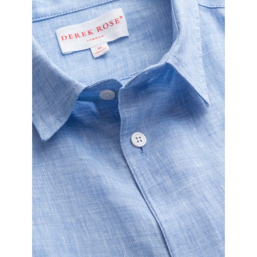 Premium Monaco Linen Shirt for Men - Breathable Blue Button Down Shirt - Casual & Business Wear for Office, Travel & Summer Outfits