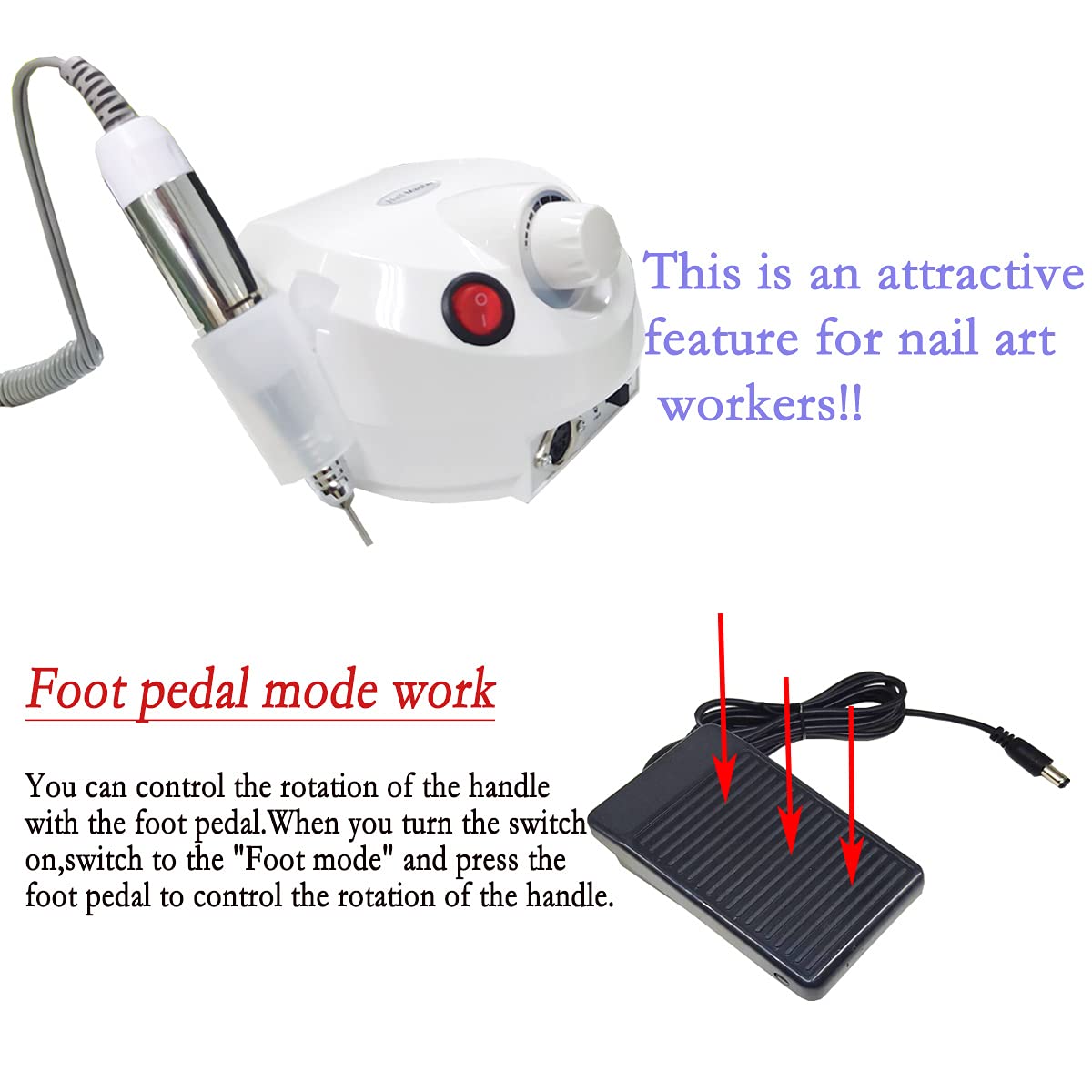 SoQte Professional 25000RPM Electric Nail Drill Machine Kit - Portable Nail File for Gel Nails, Manicure & Pedicure - Exfoliating & Polishing Tool (White) | Perfect for Home Salon, Nail Art & DIY Nail Care