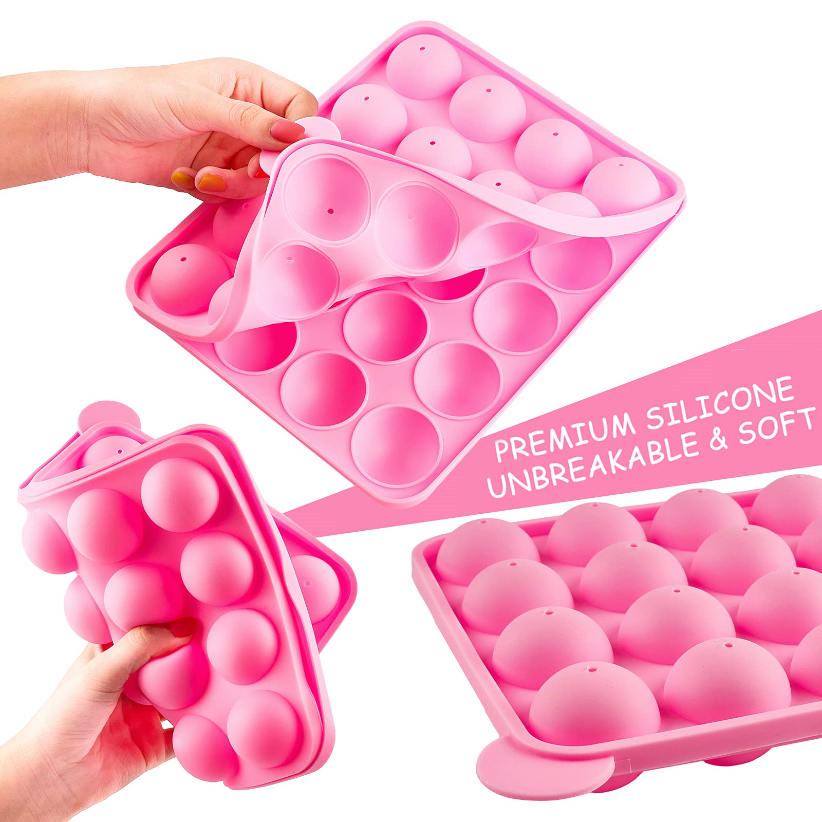 Ocmoiy 262-Piece Cake Pop Mold Kit - 20 Cavity Silicone Molds, Sticks, Wrappers, Silver Twist Ties & Decorating Pen for Baking, Party Treats & DIY Desserts | Perfect for Birthdays, Weddings & Holiday Celebrations