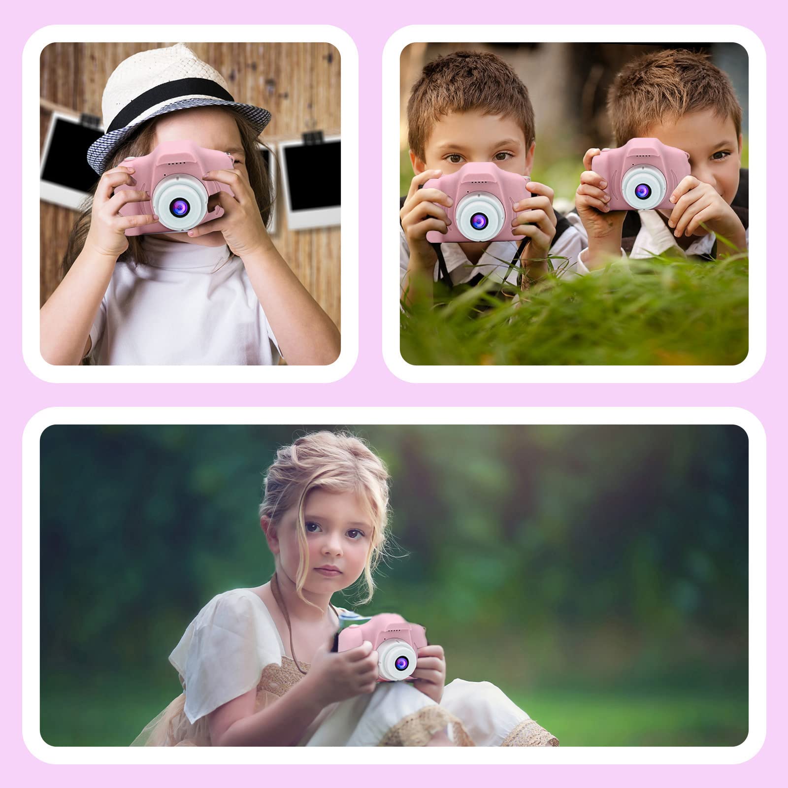 Kids Digital Camera - Rechargeable 1080P HD Video Camera with 2 Inch Screen & 32GB SD Card, Educational Toy for Toddlers & Children (Pale Pink) - Perfect for Birthday Gifts, Travel Adventures & Creative Learning