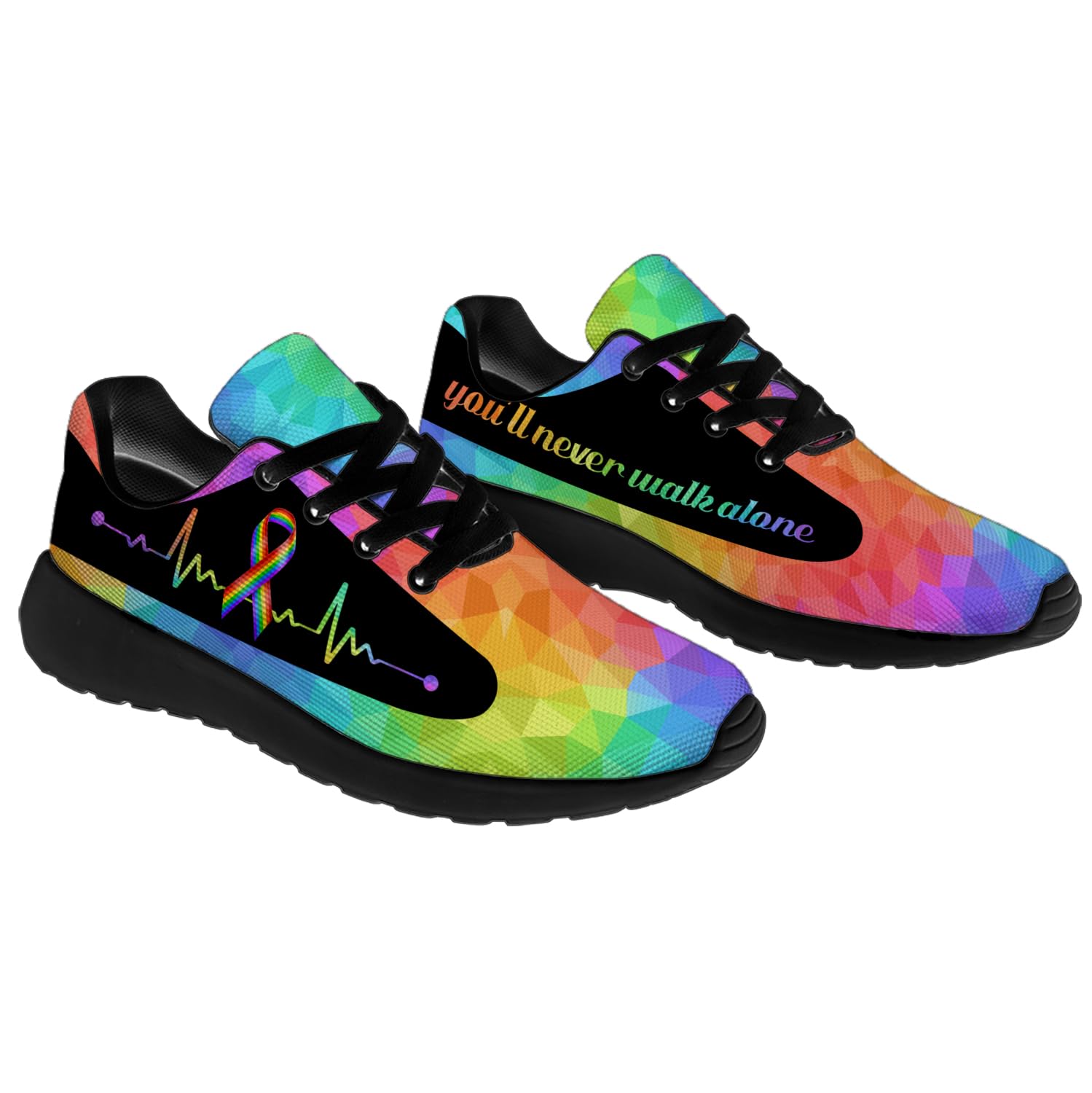 LGBT Pride Running Shoes for Women & Men - Rainbow Flag Tennis Sneakers for Walking, Jogging & Workouts - Unisex Comfort Athletic Shoes (Size 4.5 Men/6.5 Women Black) - Perfect for Pride Parades, Gym Workouts & Casual Wear