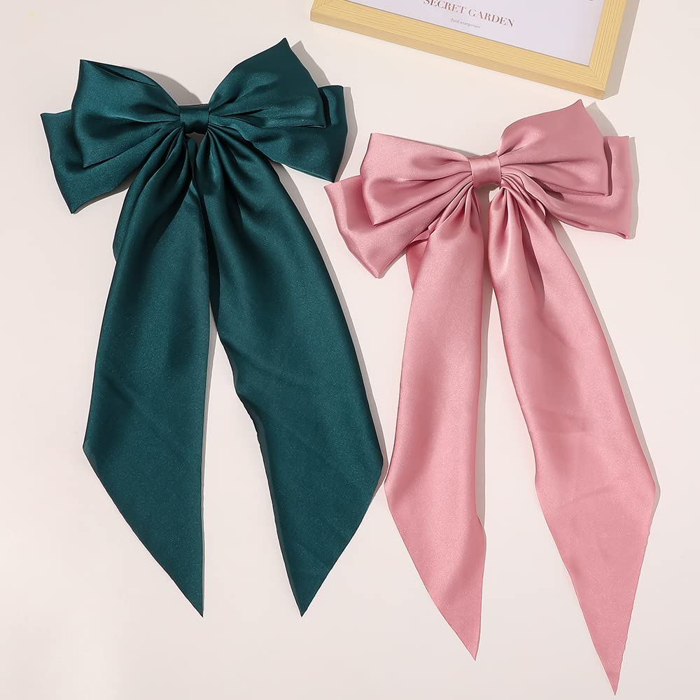 Elegant Large Silky Hair Bows for Women & Girls - 4PCS Set of Big Bowknot Hair Clips | Perfect for Parties, Weddings & Everyday Styling