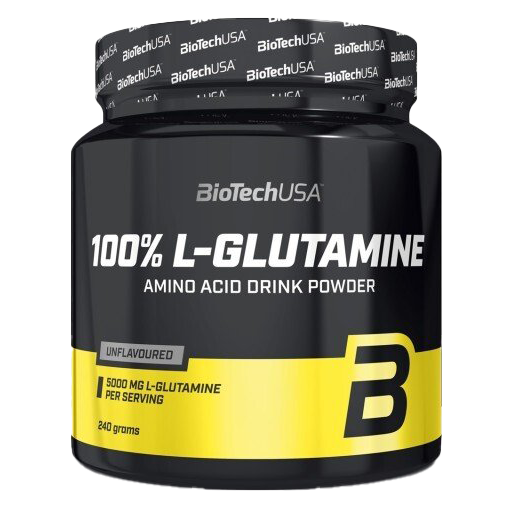 BioTechUSA 100% Pure L-Glutamine Powder - 240g Unflavored Muscle Recovery Supplement for Athletes & Fitness Enthusiasts - Post-Workout, Immune Support & Gut Health