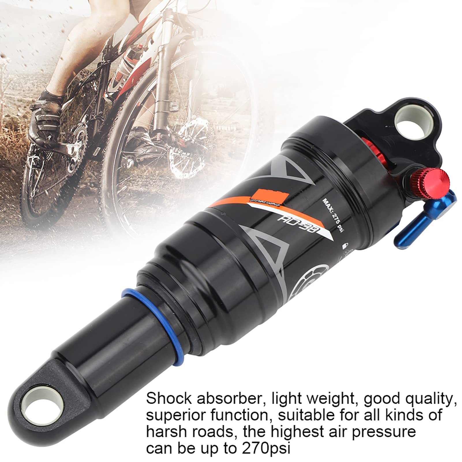 Premium Bike Shock Absorbers - 165mm Rear Air Suspension for Mountain Bikes with Hand Control | Durable Shock Struts for Smooth Off-Road Riding | Perfect for Trail Biking & Downhill Adventures