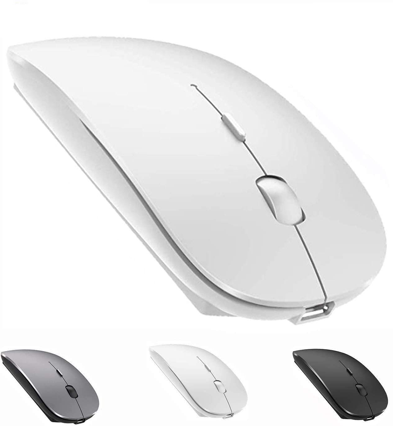 ZERU Rechargeable Bluetooth Wireless Mouse for MacBook Pro/Air, Laptop, PC, Mac, iPad Pro - Ergonomic Silent Click, Long Battery Life - Perfect for Office, Home, Gaming (White)