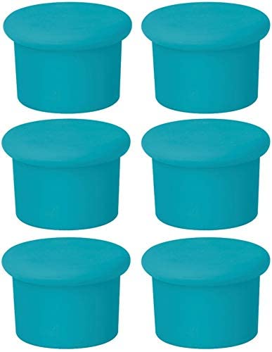 Reusable Silicone Wine Stoppers - Airtight Seal for Wine & Beer Bottles, Easy to Clean (6-Pack, Blue) - Perfect for Parties, Picnics & Home Bars