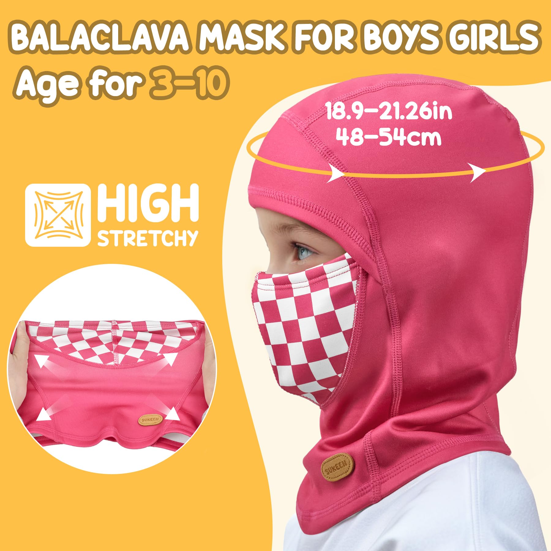 Sukeen Kids Winter Balaclava Ski Mask - Breathable Face Cover & Neck Gaiter for Boys & Girls - Warm Cold Weather Protection for Skiing, Snowboarding & Outdoor Activities