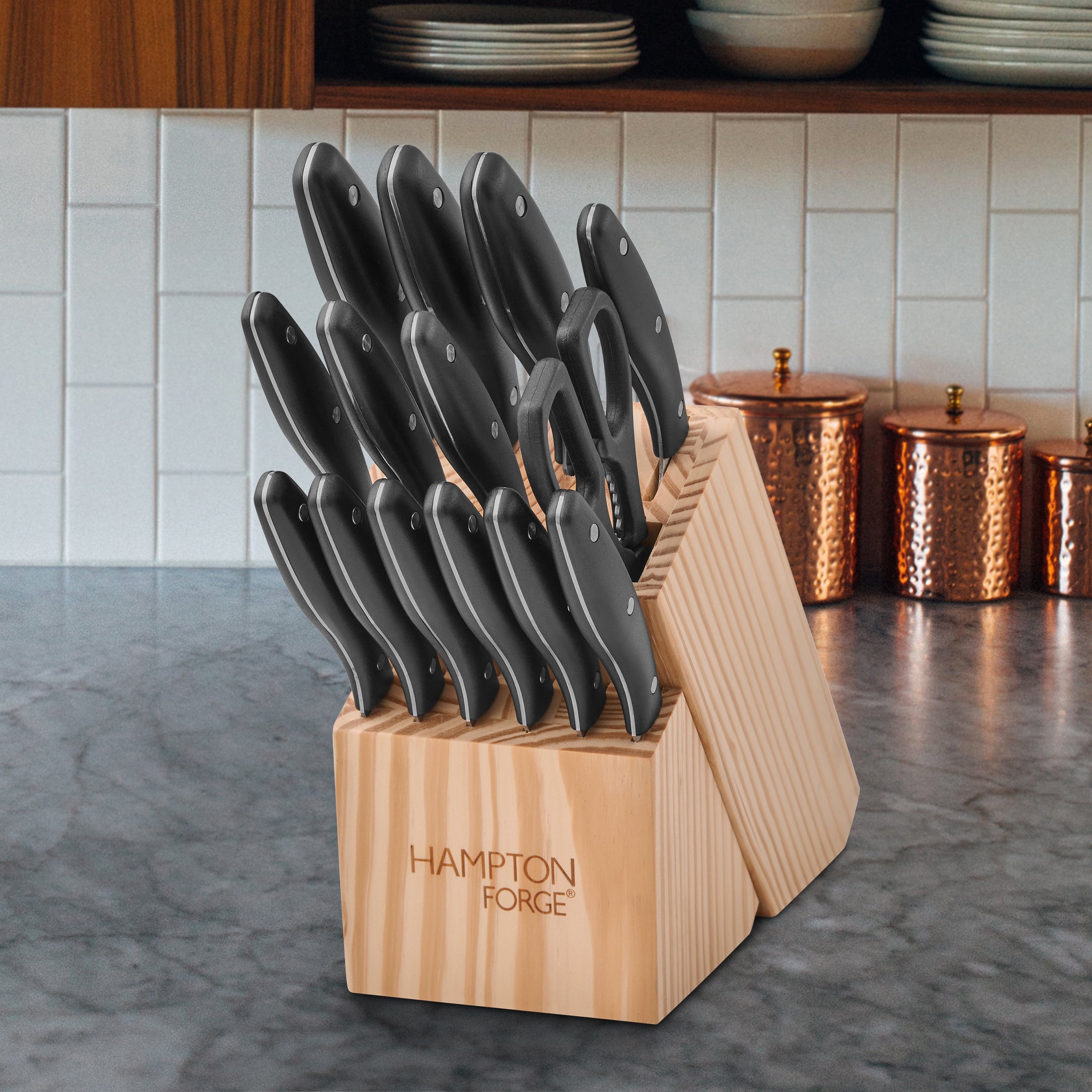 Premium 15-Piece Cutlery Block Set - High-Quality Stainless Steel Knives with Wooden Storage Block - Perfect for Kitchen, Home Cooking & Gift Giving