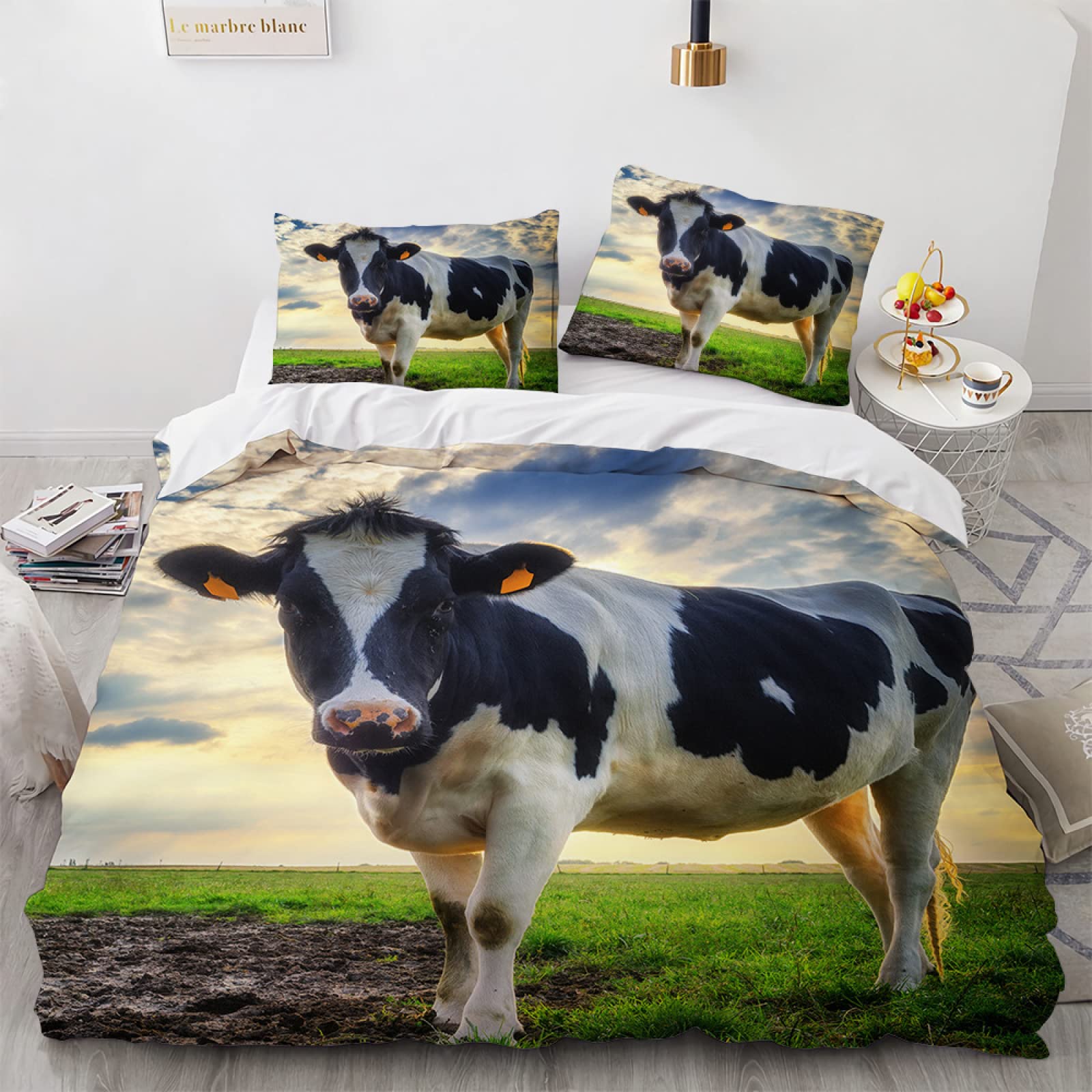 Premium Queen Comforter Set - Soft 110g/㎡ Microfiber Duvet Cover with 2 Pillowcases (20