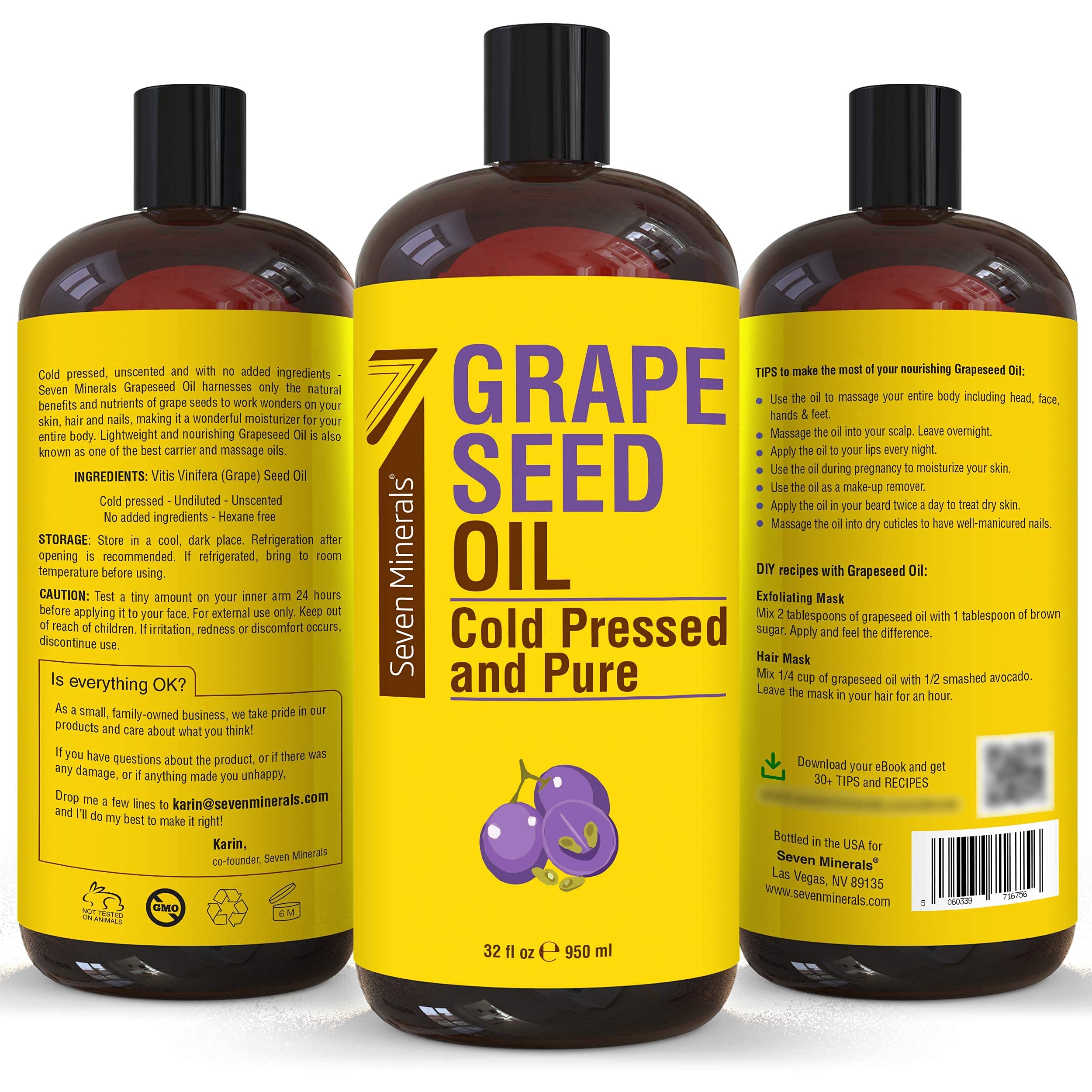 Pure Fractionated Coconut & Grapeseed Oil for Skin & Hair Care