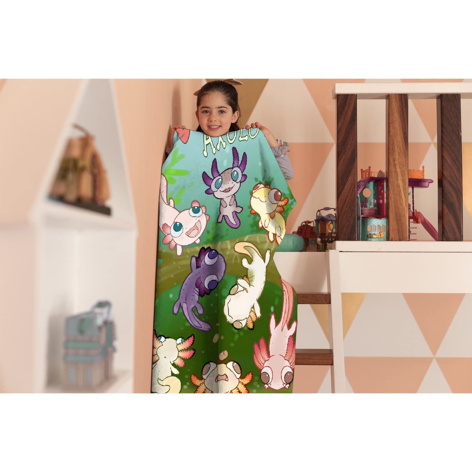 Soft Flannel Fleece Axolotl & Seaweed Aquarium Blanket - Lightweight Microfiber Cozy Throw for All Seasons (120