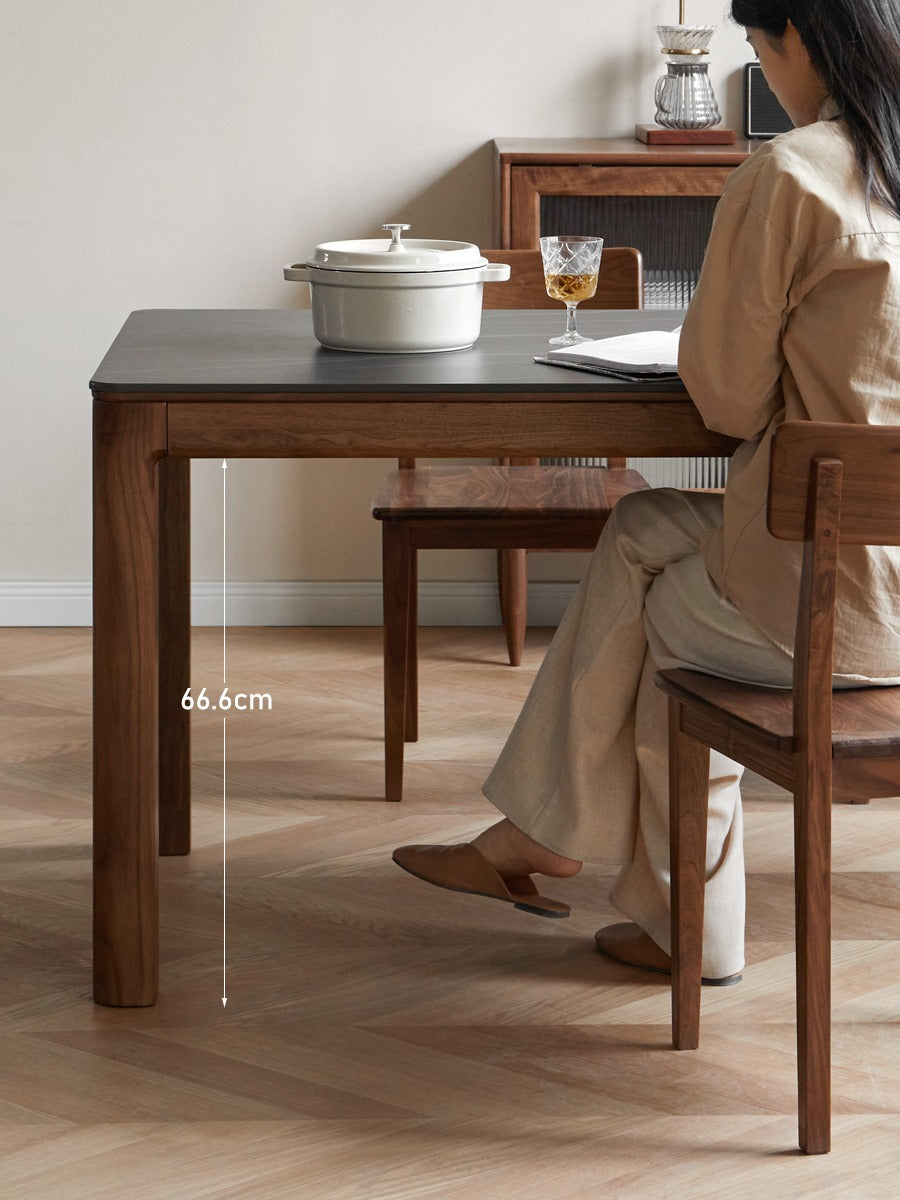 Premium Black Walnut Solid Wood Rock Slab Dining Table - Natural Wood Grain - Rustic Modern Farmhouse Style - Perfect for Dining Rooms, Kitchens & Open Concept Living Spaces