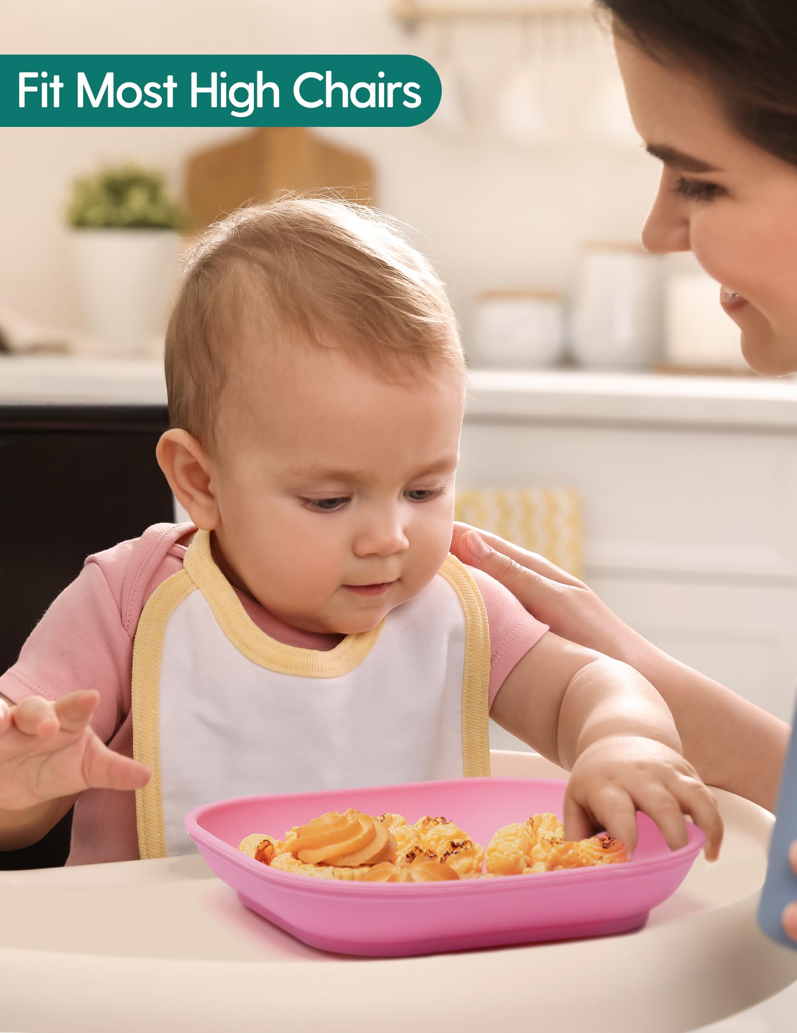BABELIO Suction Plates for Babies & Toddlers - 100% Food Grade Silicone, BPA Free, Dishwasher & Microwave Safe Baby Plates with 4 Strong Suction Cups - Stackable Toddler Feeding Set (3 Pack) - Perfect for High Chairs, Travel & Mess-Free Meals