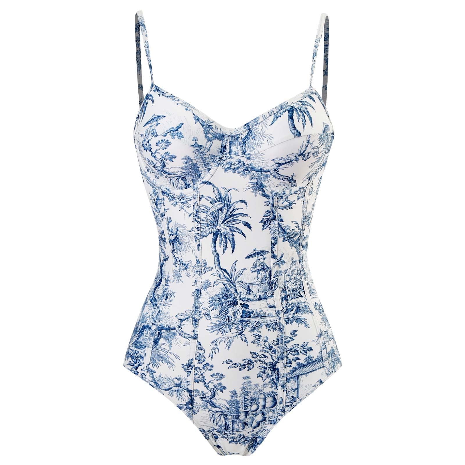 Women's One Piece Swimsuit - Abstract Floral Print, Square Neck & V Neck Design, Vacation Beachwear with Cover Up | Perfect for Pool Parties, Summer Getaways, and Tropical Vacations