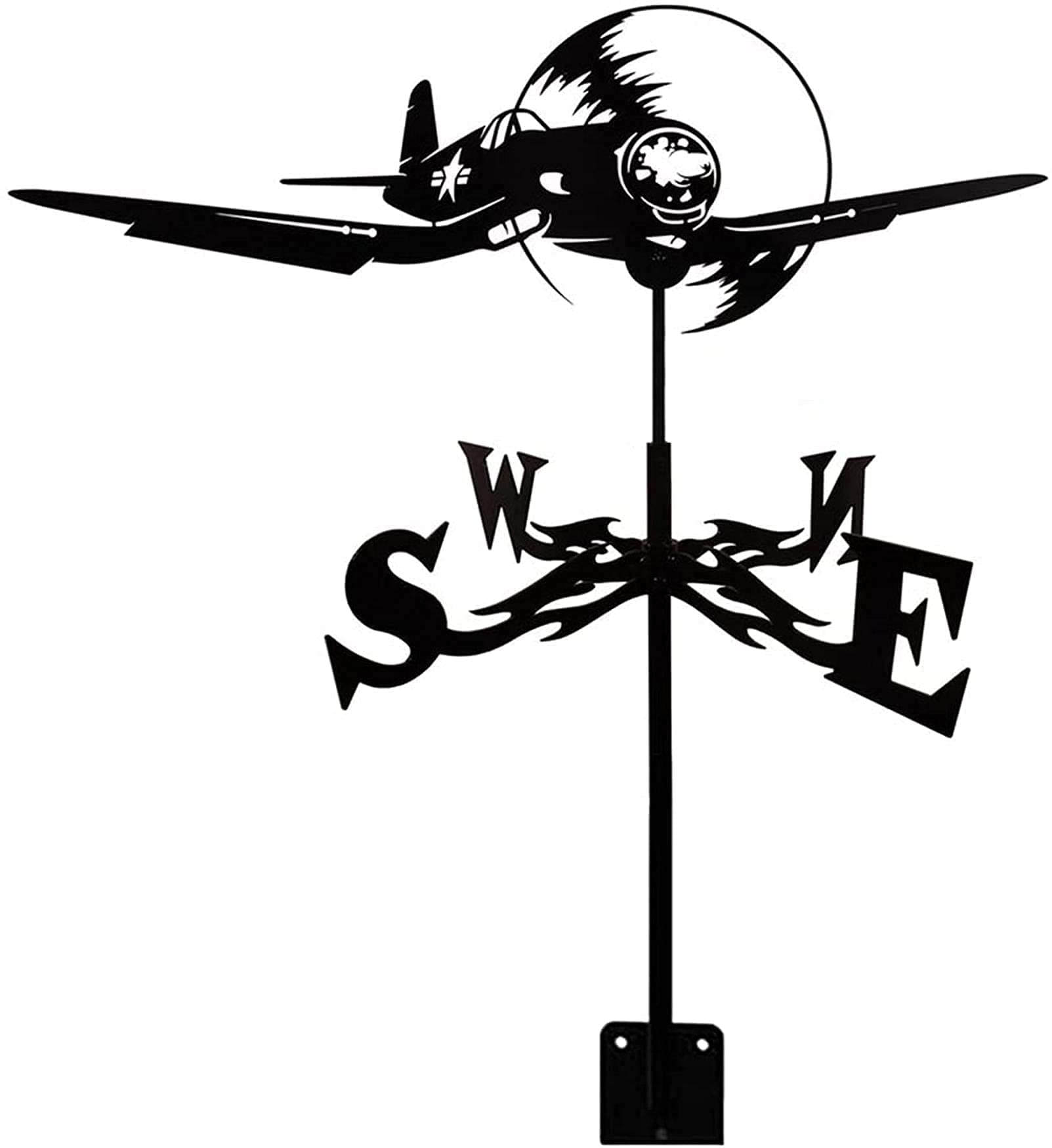 Stainless Steel Wind Vane Weathervane - Fighter Design Wind Direction Indicator for Outdoor Roof Garden Decor | Durable Metal Weathercock for Yard, Farmhouse & Patio Decoration | Perfect Gift for Garden Enthusiasts