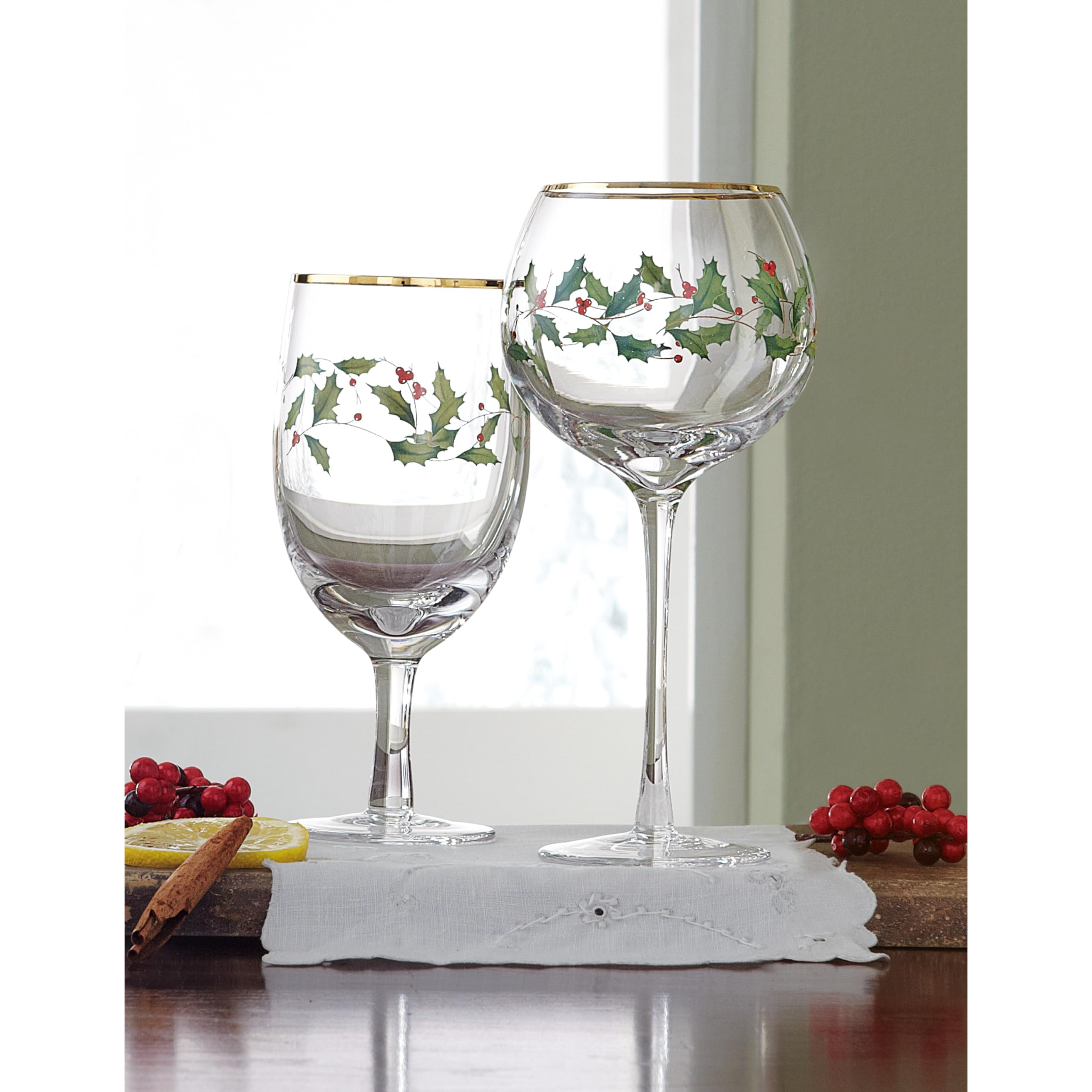 Lenox 849606 Holiday 4-Piece Iced Beverage Glass Set - Christmas Dinnerware for Hosting & Entertaining - Perfect for Holiday Parties, Festive Gatherings & Seasonal Celebrations