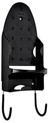 Black Ironing Board Holder Wall Mount - Space Saving Storage Shelf for Ironing Board, Hanger & Accessories - Perfect for Bedroom, Laundry Room & Closet Organization