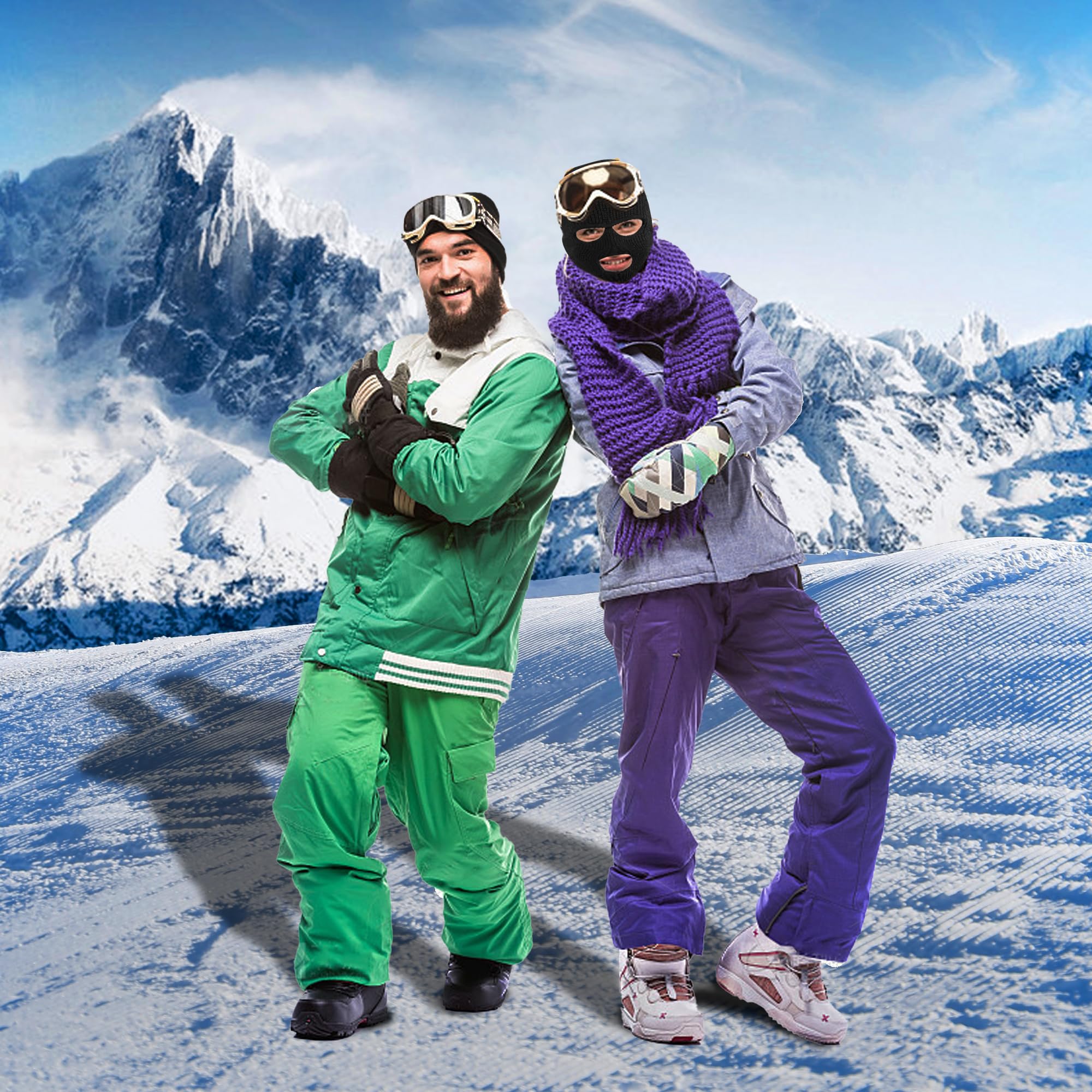 Pukavt 3 Hole Winter Knitted Mask - Warm Full Face Cover Balaclava for Skiing, Motorcycle, Snowboarding & Outdoor Activities | Cold Weather Protection for Men & Women