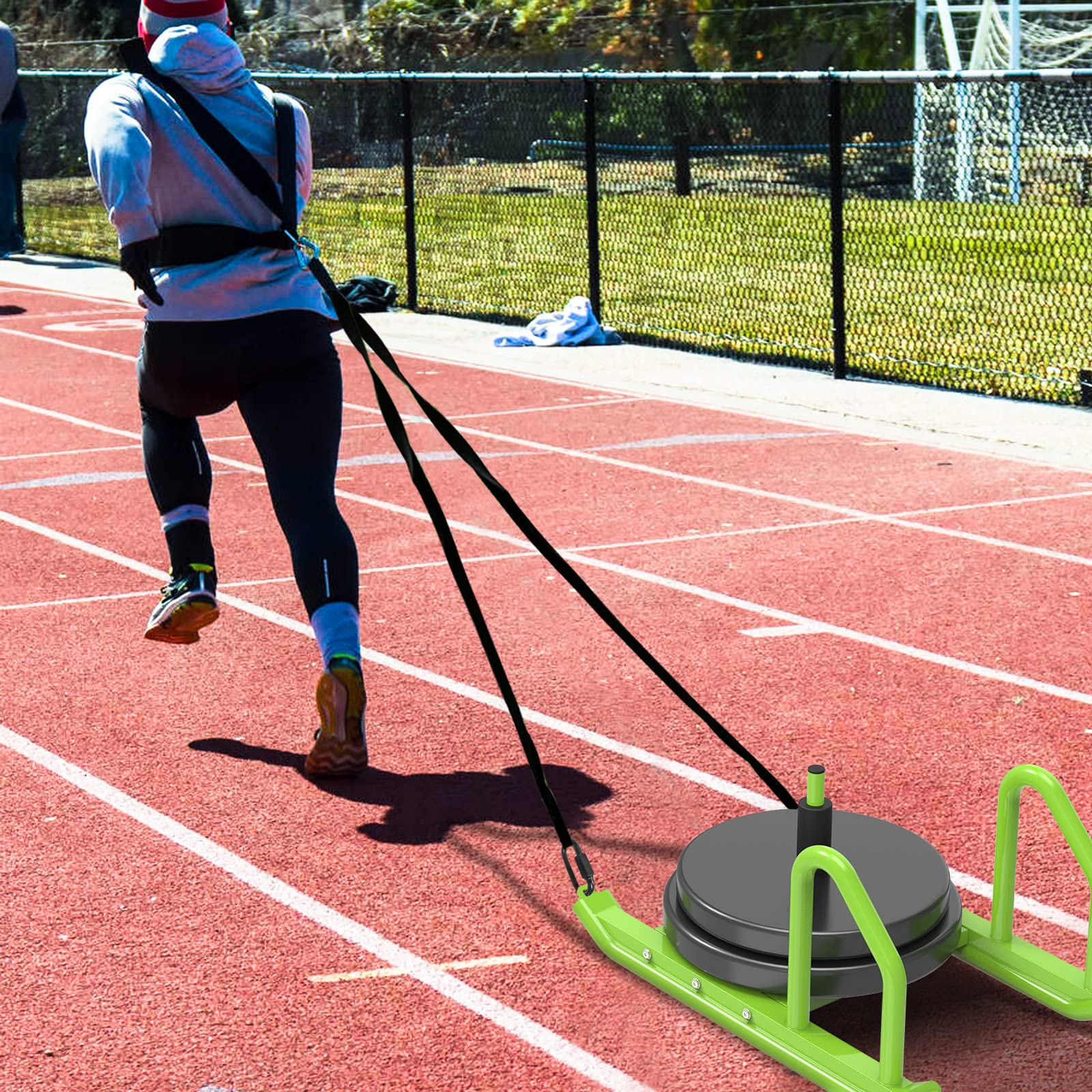 Kipika Adjustable Weight Sled for Speed Training & Strength Workouts - Heavy Duty Fitness Sled with Height Adjustment - Build Muscle & Explosive Power - Compatible with 1