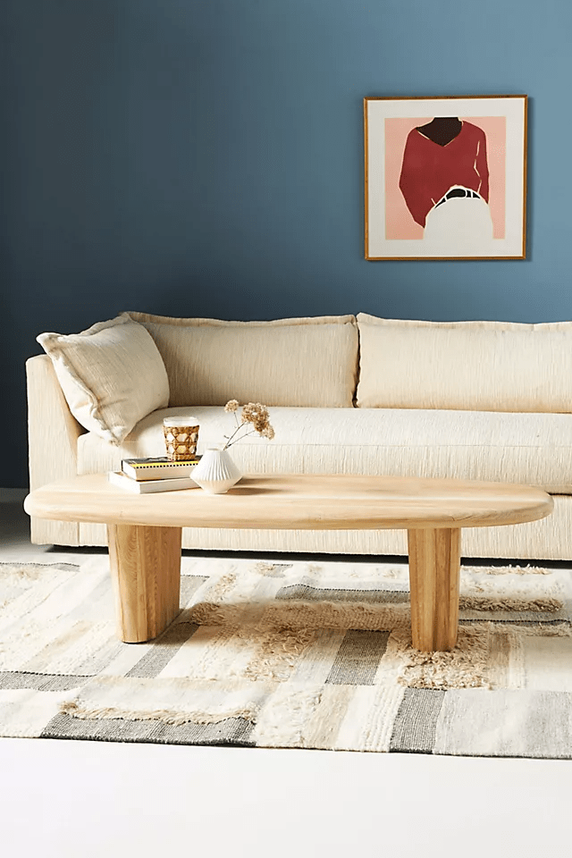 Hand Carved Kalle Sculptural Coffee Table - Solid Indian Wood Center Table for Living Room | Modern Boho Home Decor, Perfect for Lounge & Family Gatherings